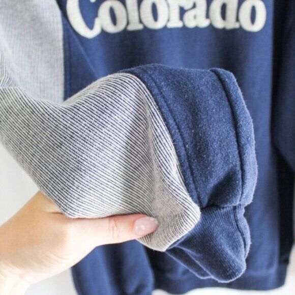 Retro Vintage Colorado Quarter Zip Pullover Sweatshirt Blue White Small Medium - Picture 4 of 7